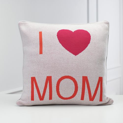 Capa Almofada em Tricot i Love Mom 50x50