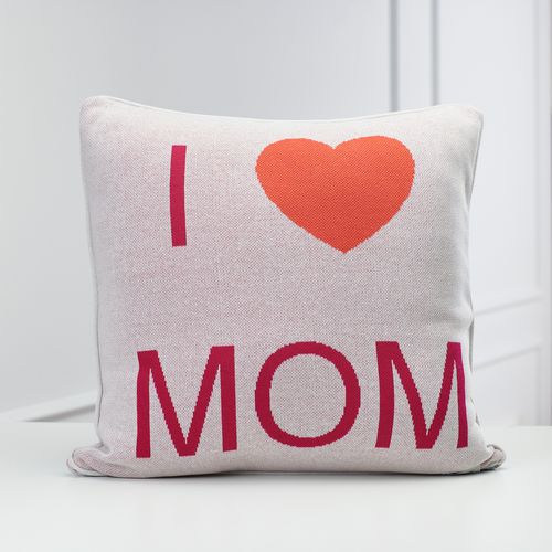Capa Almofada em Tricot i Love Mom 50x50