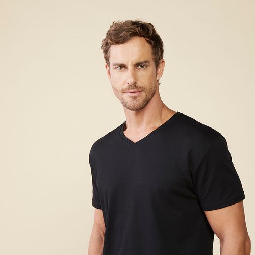 Men's Pima Cotton V-Neck T-Shirt Skin New