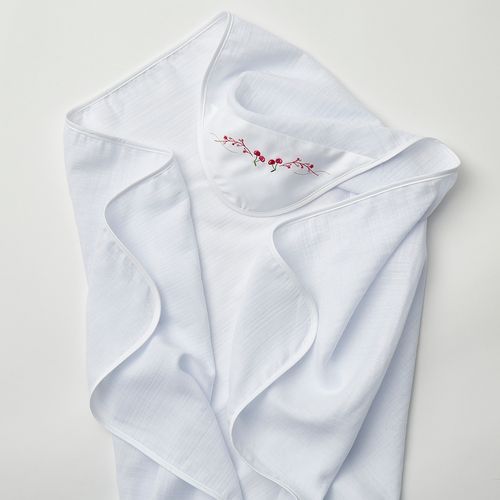 Cherry Embroidered Diaper Towel