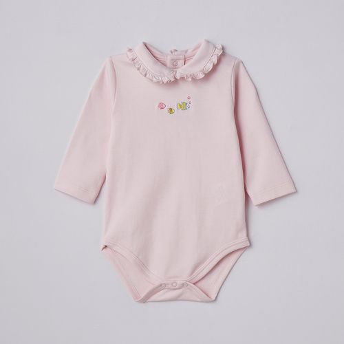Body Infantil em Algodão Pima Com Bordado Pink Ocean