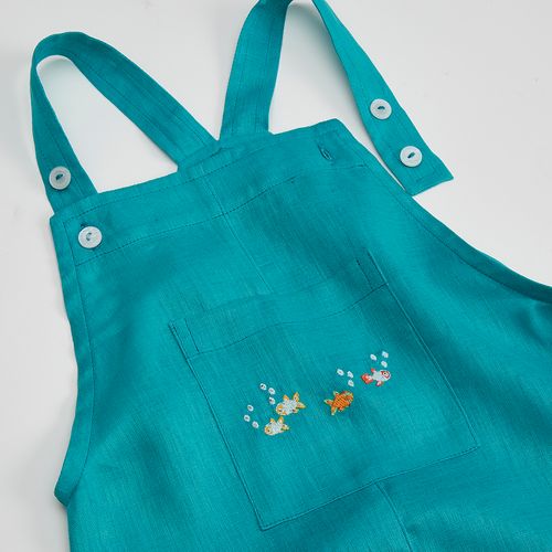 Jardineira Infantil em Linho Ocean