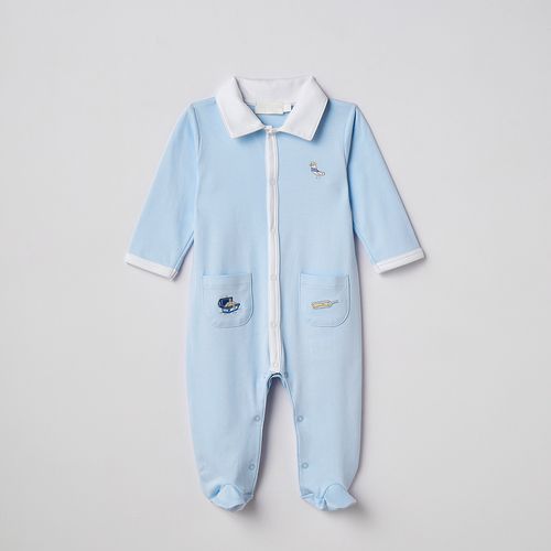 Macacão de Bebê de Algodão Pima Blue Ocean