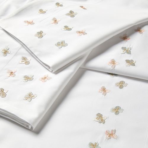 Kehau Garden 300 Thread Count Embroidered Double Sheet Set