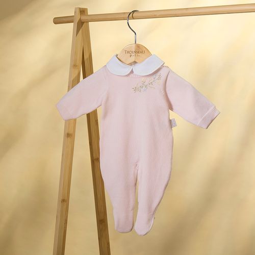 Macacão de Bebê em Tricot de Algodão Flore