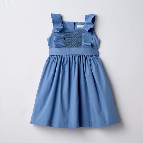 Vestido Infantil de Algodão Celeste