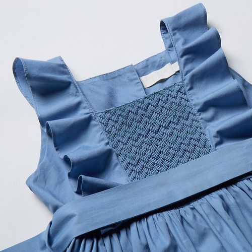 Vestido Infantil de Algodão Celeste