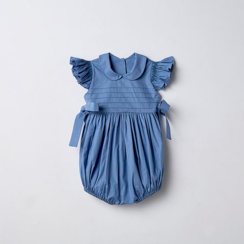 Romper de Bebê de Algodão Com Laço Celeste