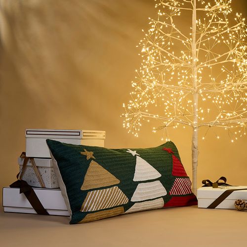 Capa de Almofada Bordada Xmas Trees