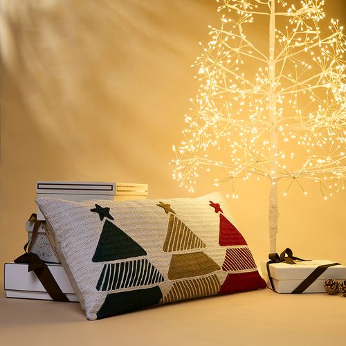 Capa de Almofada Bordada Xmas Trees