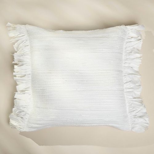 Capa de Almofada Sustentável Com Franja Re-Branco 50cm x 50cm
