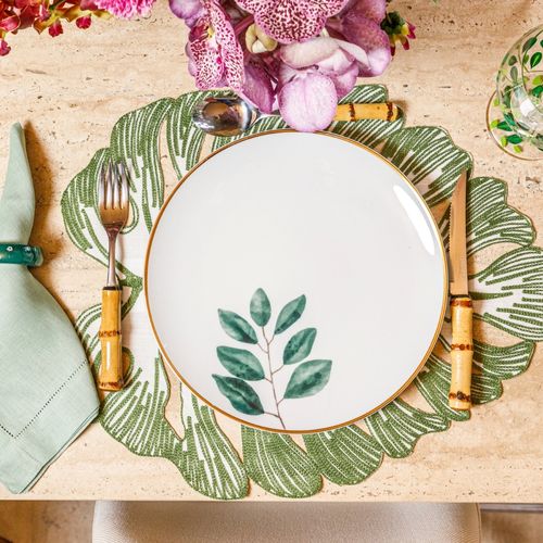 Prato Raso de Porcelana Leaf Modelo 1