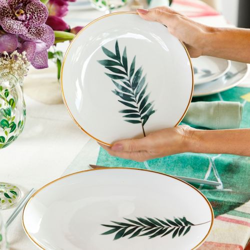 Prato de Sobremesa de Porcelana Leaf Modelo 2