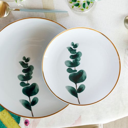 Prato de Sobremesa de Porcelana Leaf Modelo 4