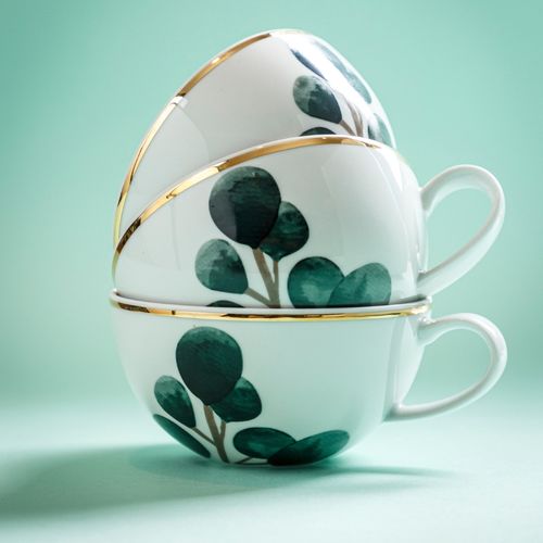 Xícara de Chá de Porcelana Leaf
