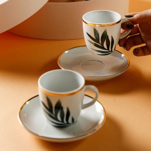 Xícara de Café em Porcelana Leaf