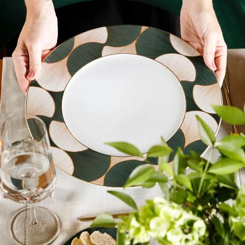 Sousplat de Porcelana Folhas de Gingko