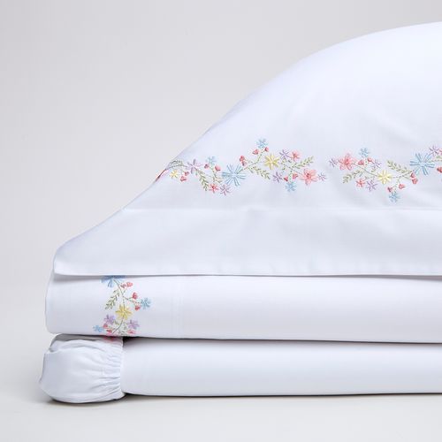 Jogo de Lençol Para Mini Cama 300 Fios Flowers