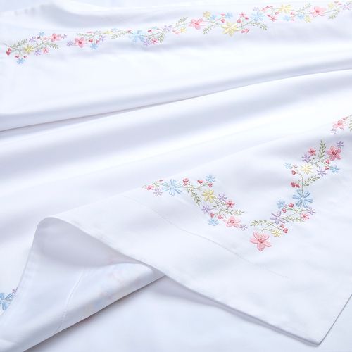 Jogo de Lençol Para Mini Cama 300 Fios Flowers