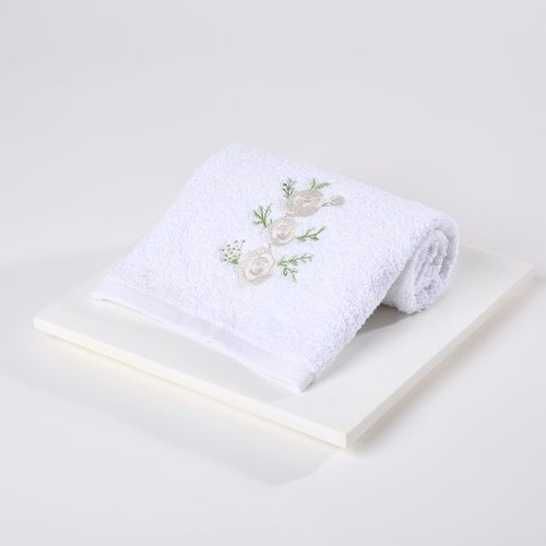 Toalha de Lavabo Bordada Roses Bouquet