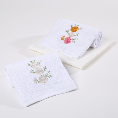 Toalha de Lavabo Bordada Roses Bouquet