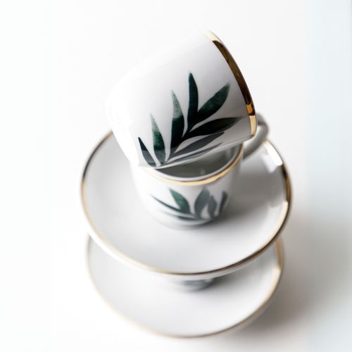 Xícara de Café em Porcelana Leaf