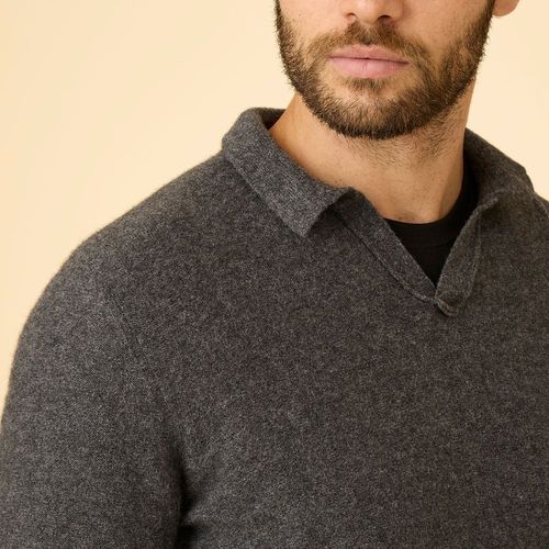 Sweater em Cashmere Com Gola Polo George