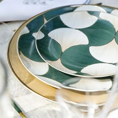 Prato de Sobremesa de Porcelana Folhas de Gingko