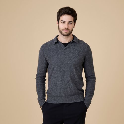 Sweater em Cashmere Com Gola Polo George