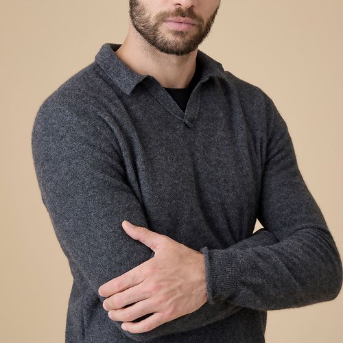 Sweater em Cashmere Com Gola Polo George