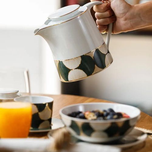 Bule de Porcelana Folhas de Gingko