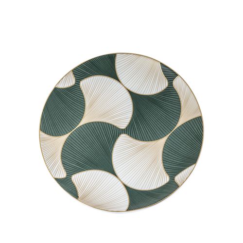 Prato de Sobremesa de Porcelana Folhas de Gingko