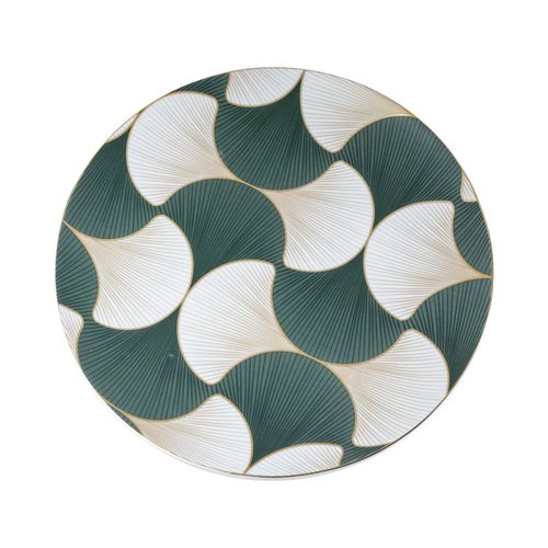 Prato Raso de Porcelana Folhas de Gingko
