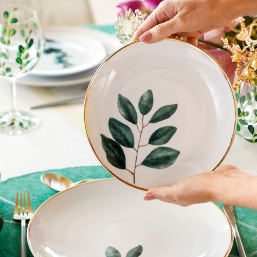 Prato de Sobremesa de Porcelana Leaf Modelo 1