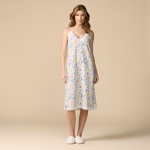 Camisola Longa em Algodão Pima Estampado Camelia