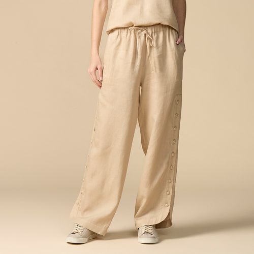 Calça Feminina em Linho Com Botões Gaia