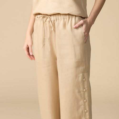 Calça Feminina em Linho Com Botões Gaia