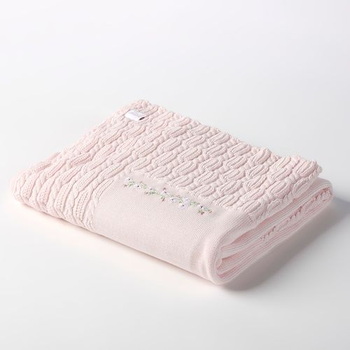 Manta de Bebê em Tricot Rose 100% Algodão
