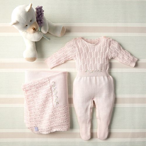 Manta de Bebê em Tricot Rose 100% Algodão