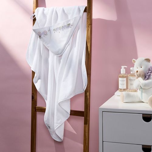 Toalha de Banho Com Capuz Bebê Lavande 100% Algodão