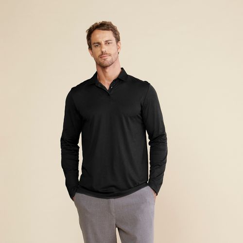 David Men's Long Sleeve Pima Cotton Polo Shirt