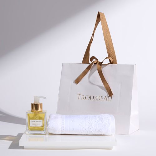 Kit Sabonete Golden e Toalha Lavabo Bordada