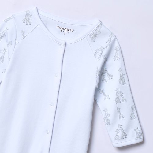 Macacão de Bebê em Algodão Pima Estampado Giraffe