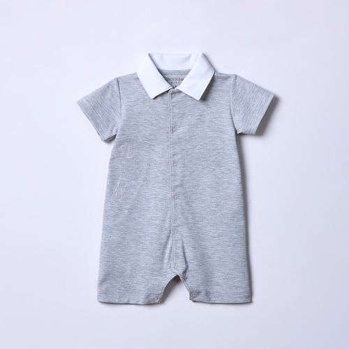 Macacão Curto de Bebê em Algodão Pima Giraffe