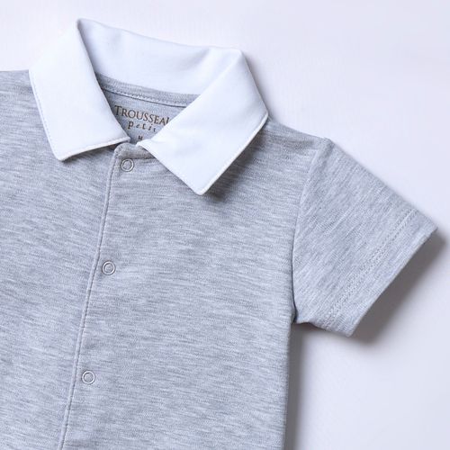 Macacão Curto de Bebê em Algodão Pima Giraffe