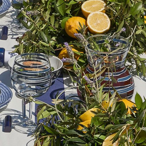Riva Blue and White Painted Glass Jar